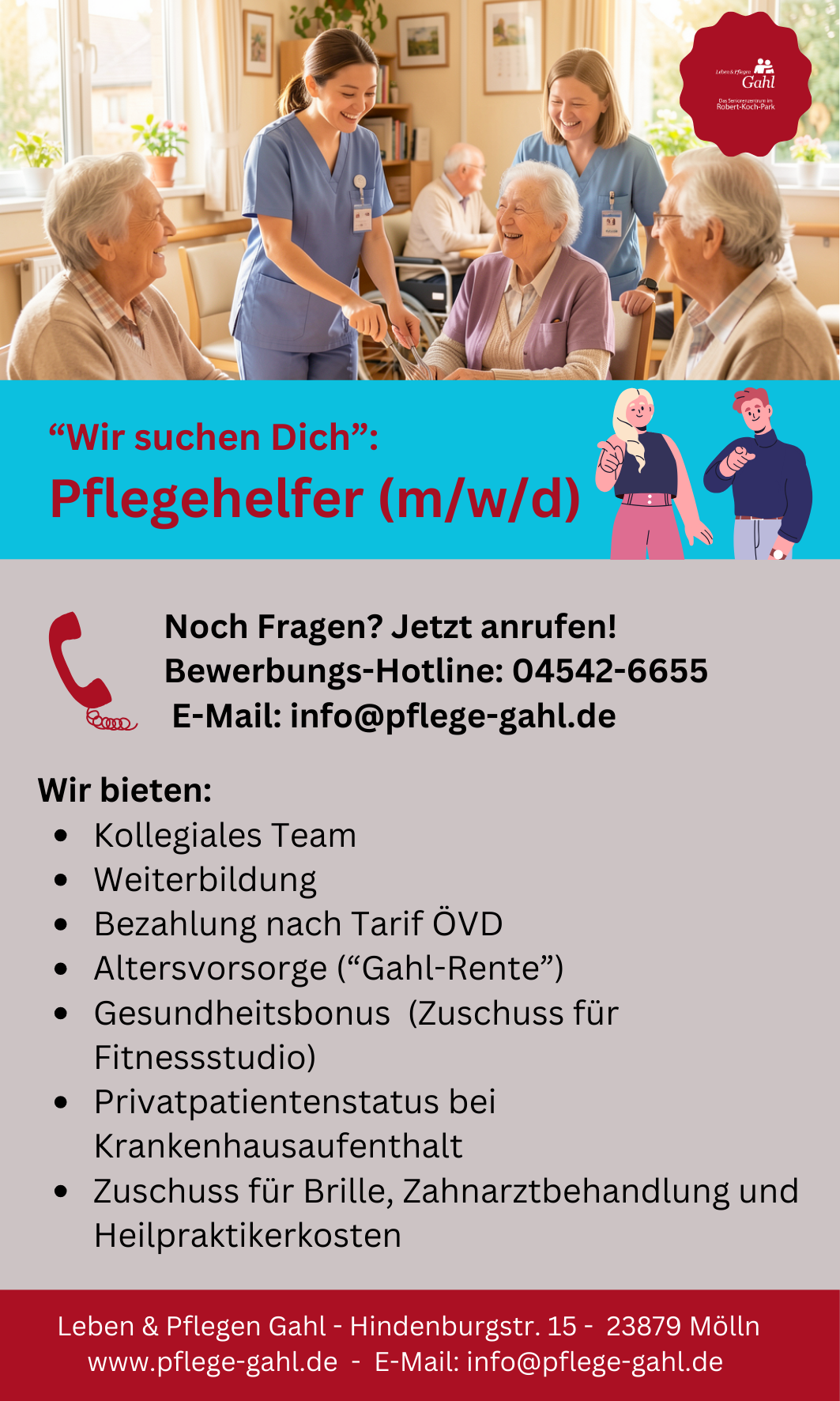 Stellenanzeige Pflegehelfer (m/w/d)